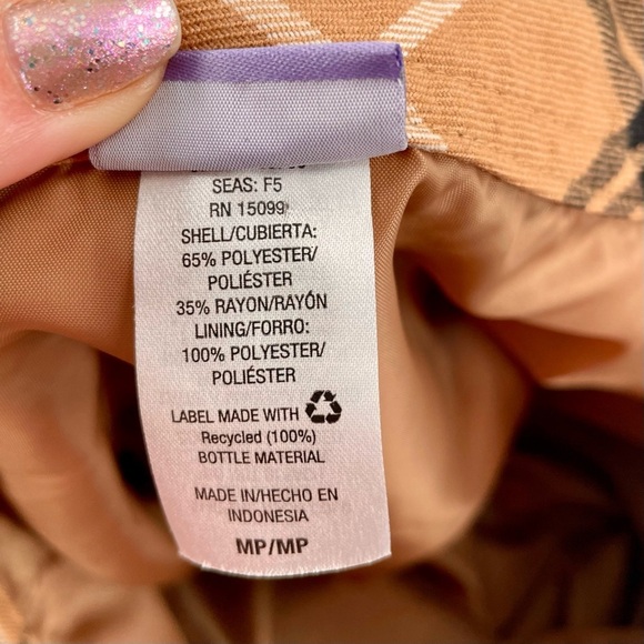 Laura Scott Petite Medium Camel Black White Plaid Academia Preppy Plaid Skirt - Picture 10 of 11